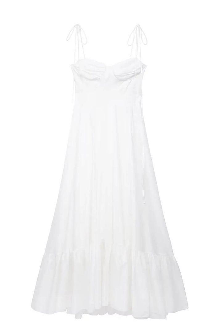 Polyester Fließendes Langkleid Weiß