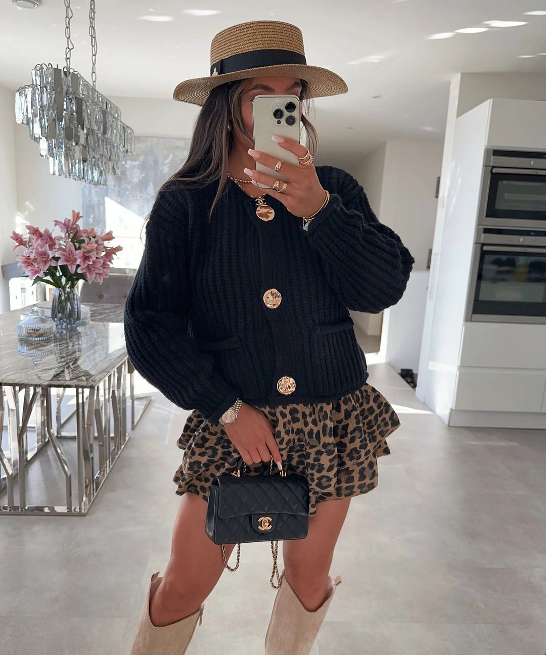 Cozy Chic Damen Strickjacke mit Knöpfen und Taschen