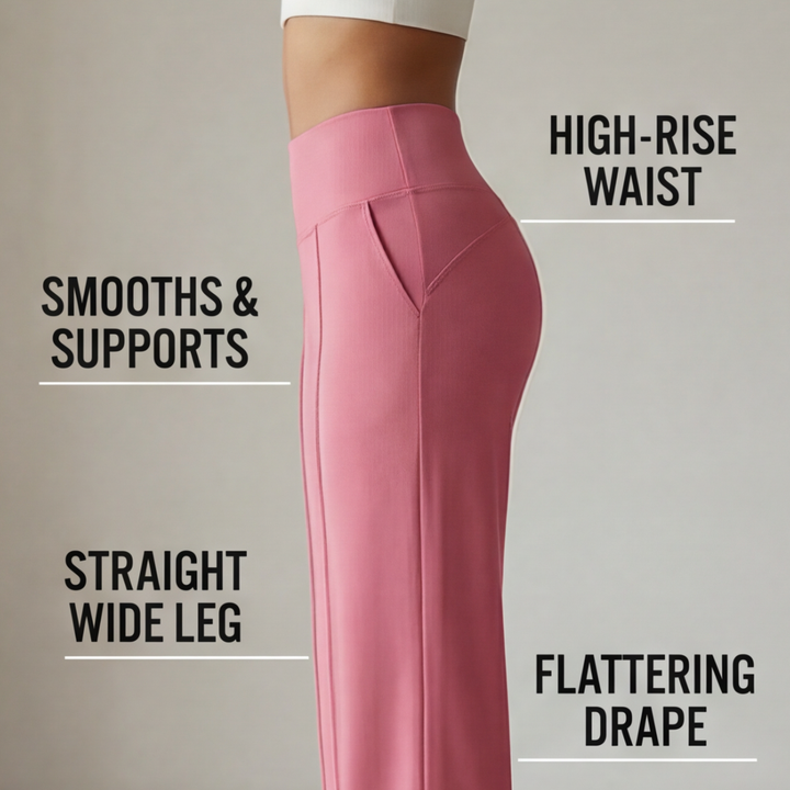 Yoga-Hose mit weitem Bein und überkreuztem Bund