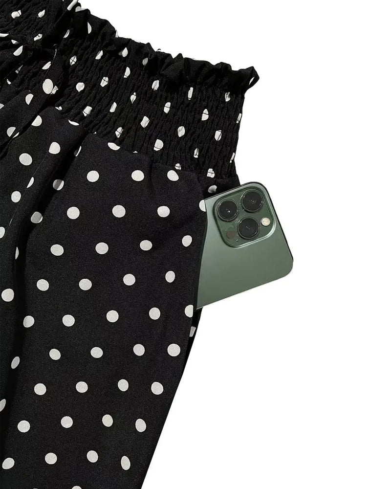 Damen weite Hose mit weitem Bein und Polka Dot Muster