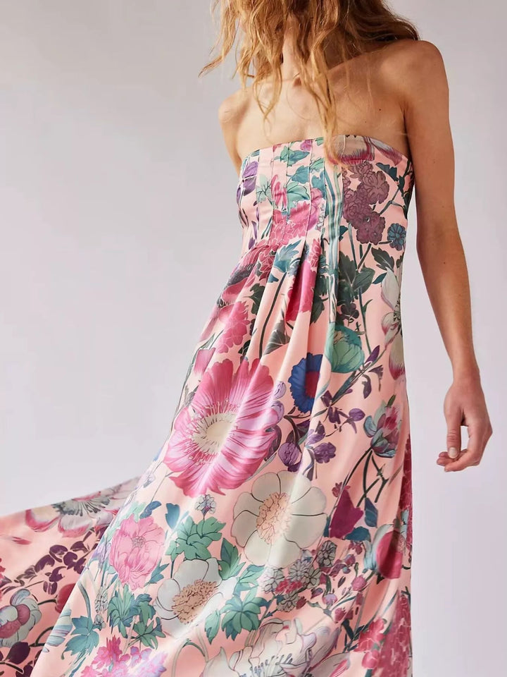 Maxikleid ärmellos mit Blumenmuster aus Polyester