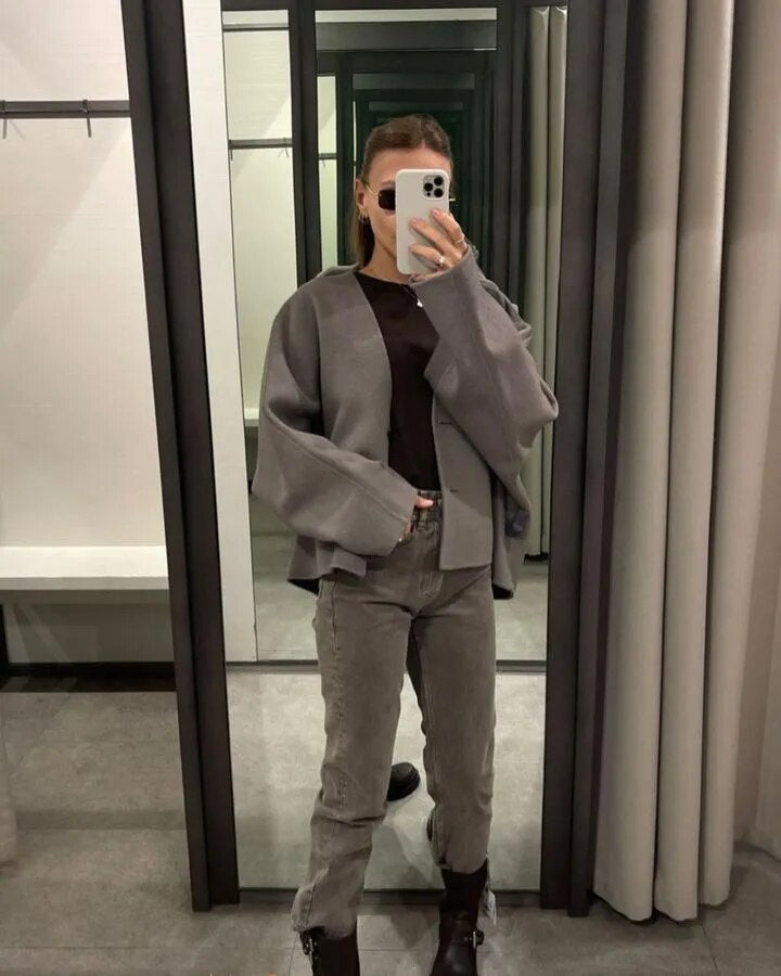 Gemütlicher Wintermantel aus Wollmischung