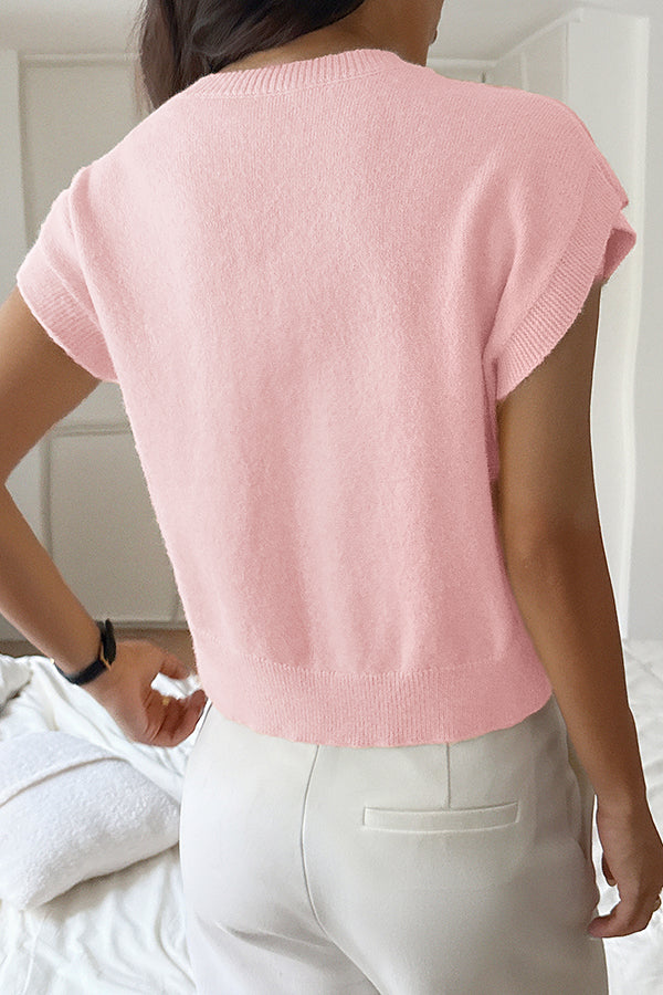 Legere ärmellose Strickweste mit V-Ausschnitt