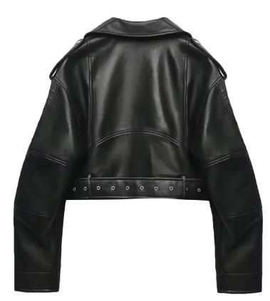 Klassische schwarze Leder-Motorradjacke