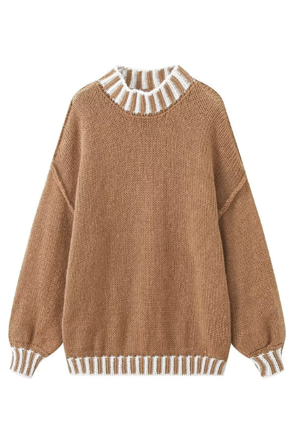 Gemütlicher Rollkragen-Pullover mit Farbblockmuster
