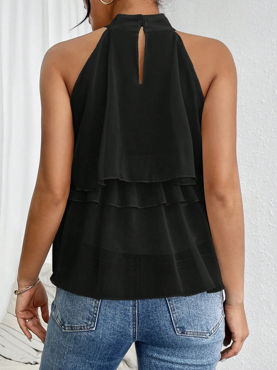 Elegantes ärmelloses Chiffon-Top für Damen mit lockerem Fall