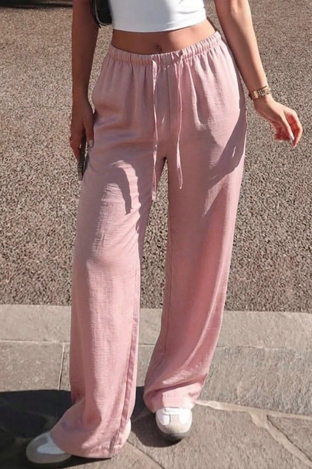 Damen Weite Hose Mit Tunnelzug Und Taschen