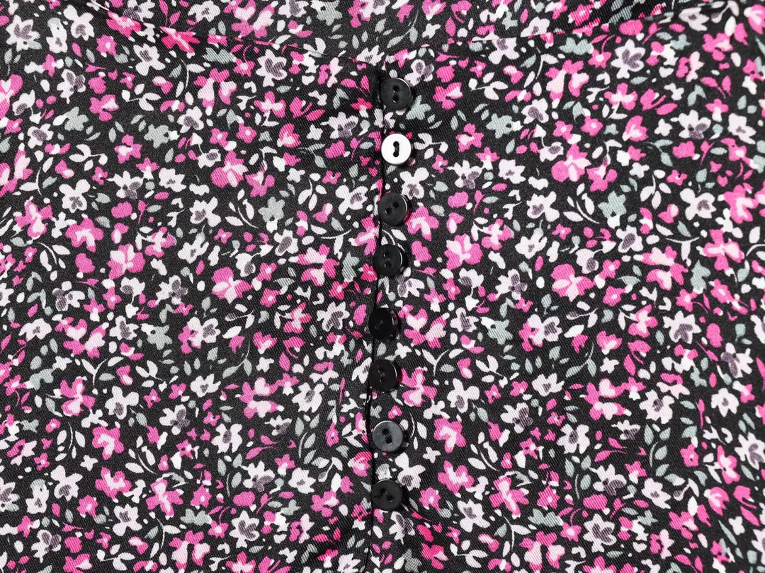 Damen V-Ausschnitt Chiffon Blumiges Boho Unterkleid