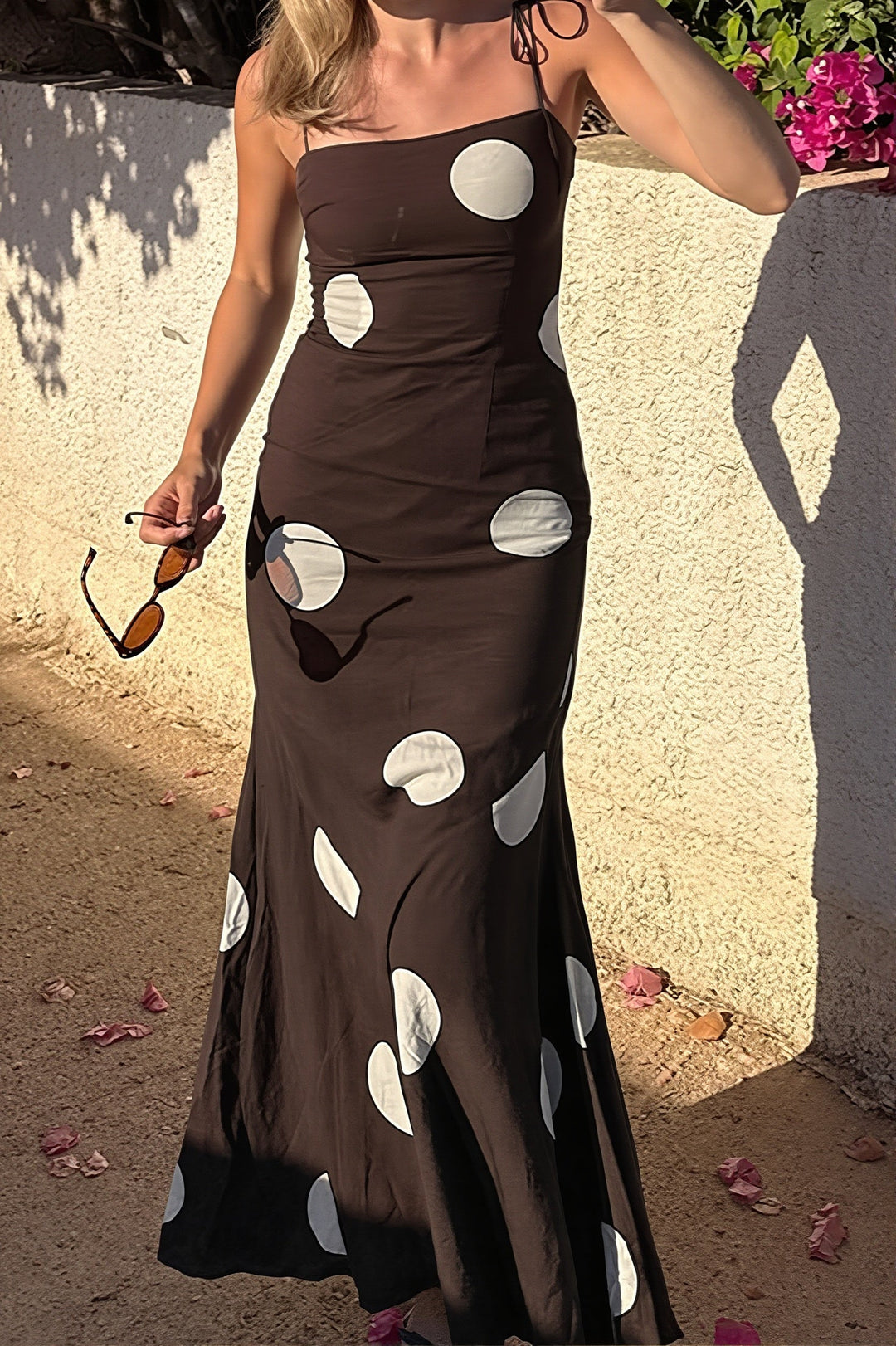 Maxi Camikleid für Damen mit Punktdruck und elegantem, leichtem Fall