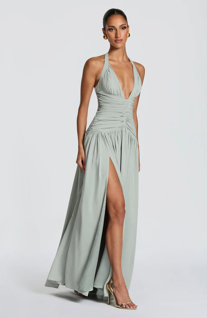 Ärmelloses Damen-Maxikleid mit V-Ausschnitt