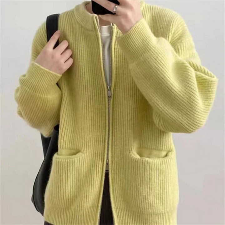 Eleganter Reißverschluss-Cardigan für Damen in großen Größen Komfort