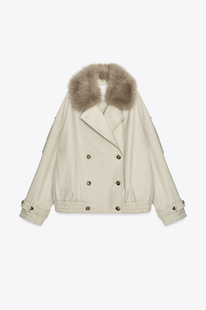 Stylish faux fur trench coat 