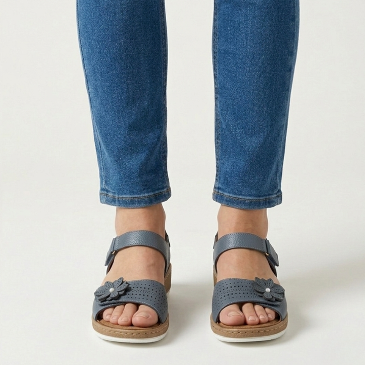 Damen Sandalen mit Blumenmuster und hohem Tragekomfort