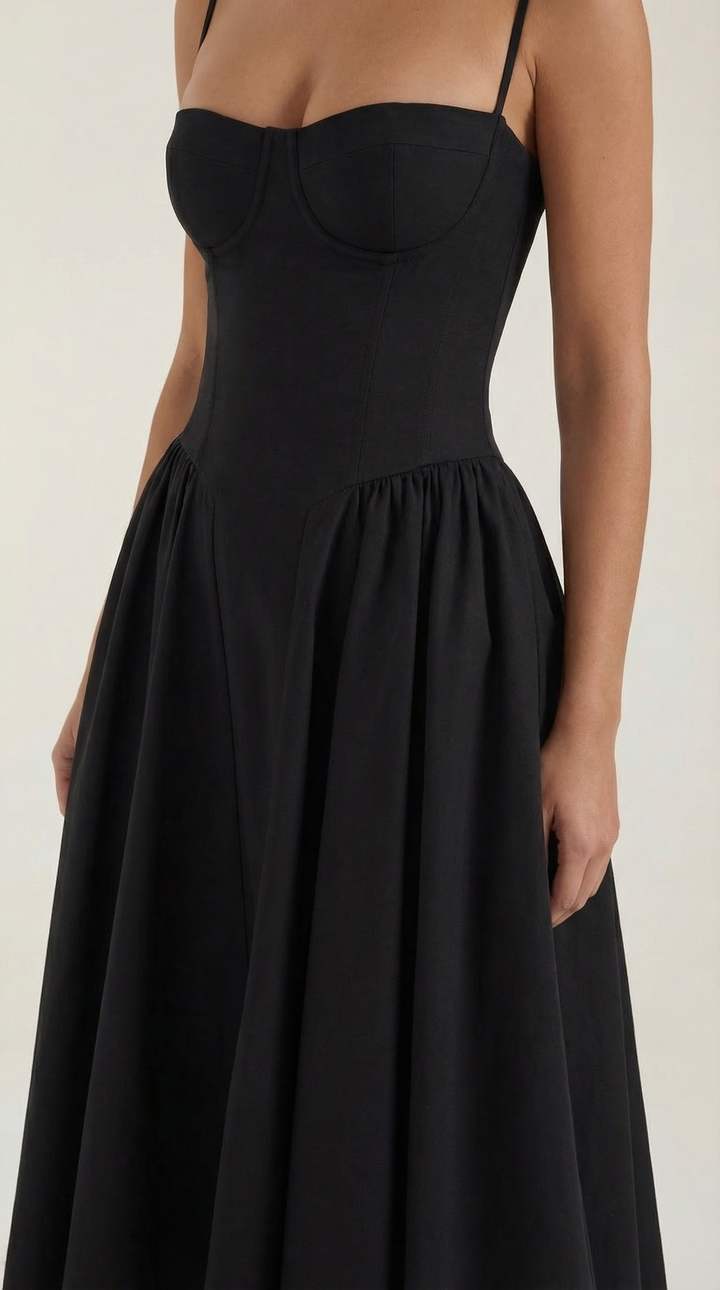 Damen Blumenmieder Midikleid mit Herzausschnitt