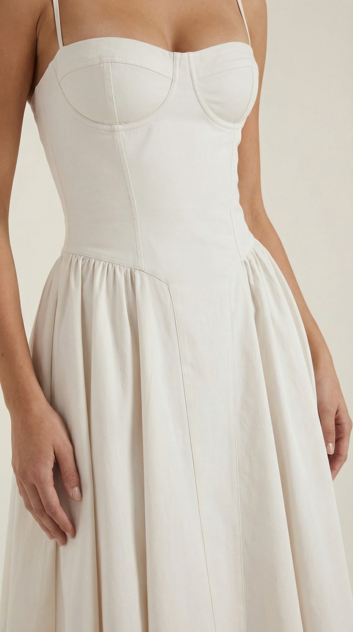 Damen Blumenmieder Midikleid mit Herzausschnitt