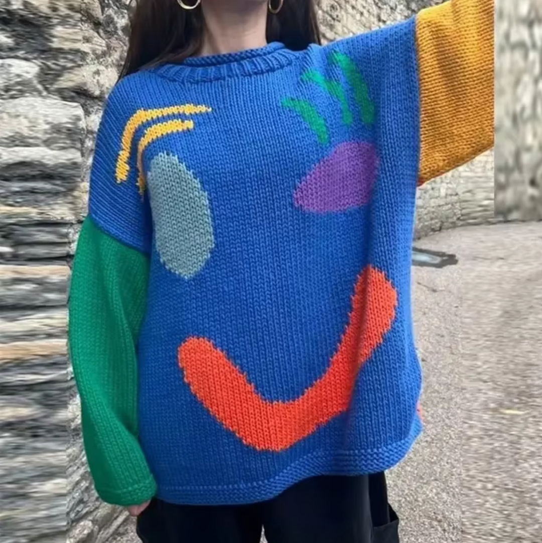 Gemütlicher übergroßer Baumwollstrickpullover