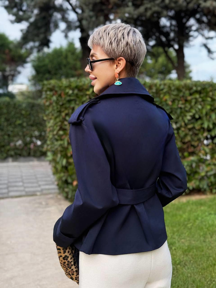 Damen Cropped Blazer mit Gürtel