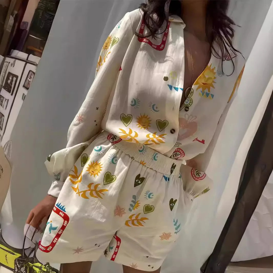 Damen Zweiteiliges Set mit Blumenmuster, leichtgewichtig