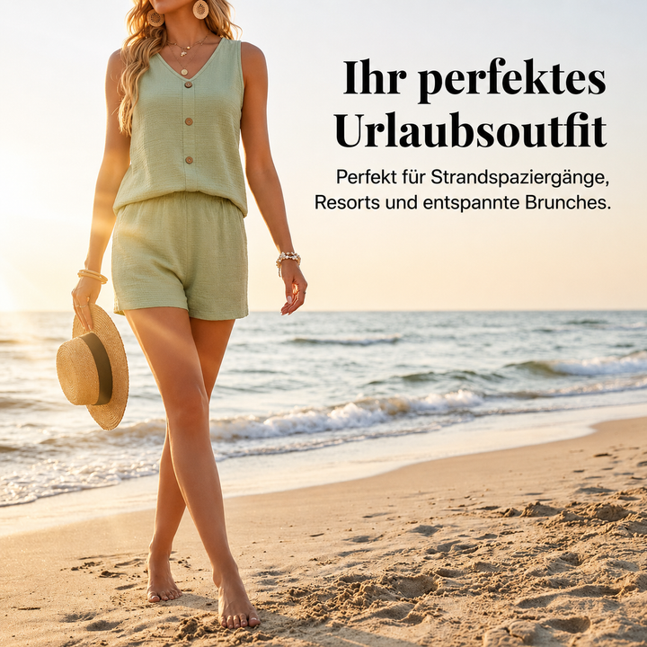 Zweiteiliges Set mit gekräuselter Knopfleiste