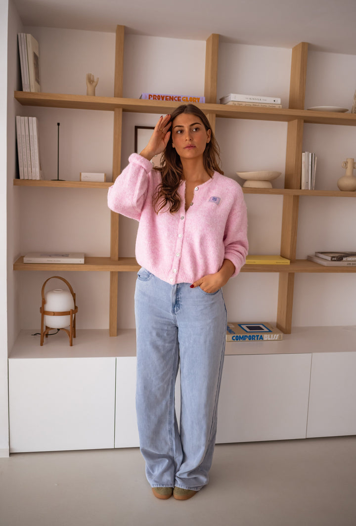 Schicker rosa gesteppter Cardigan für Lagen-Looks