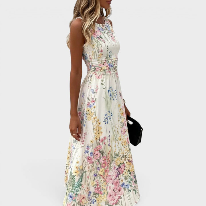 Ärmelloses Midikleid mit Blumenmuster