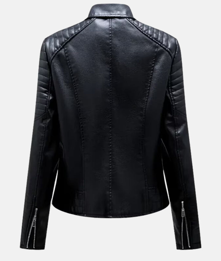 Schicke Damen Bikerjacke aus Kunstleder