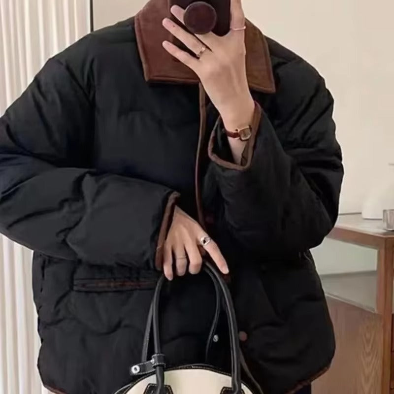 Steppjacke mit Kragen und Knopfleiste