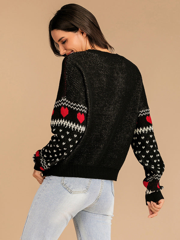 Rentier Jacquard Strick Weihnachtspullover