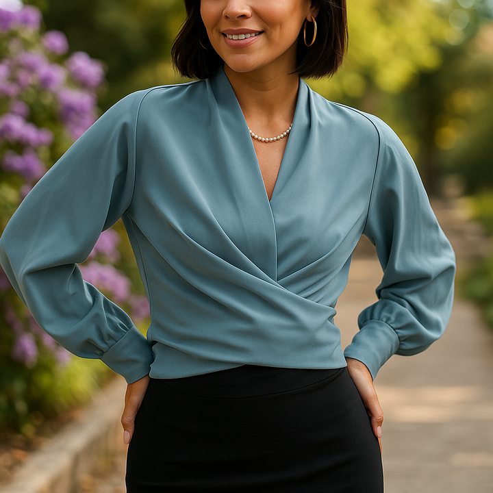 Schicke Bluse mit Puffärmeln und V-Ausschnitt für mühelosen Stil
