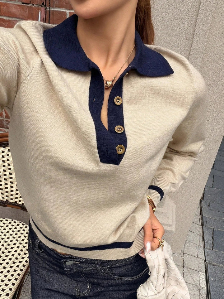 Damen Strickpullover mit Rollkragen und Farbblock, Slim Fit
