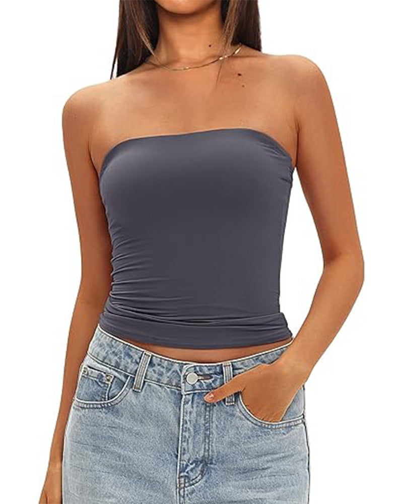 Damen Tanktop eng geschnitten kurz in Rückansicht