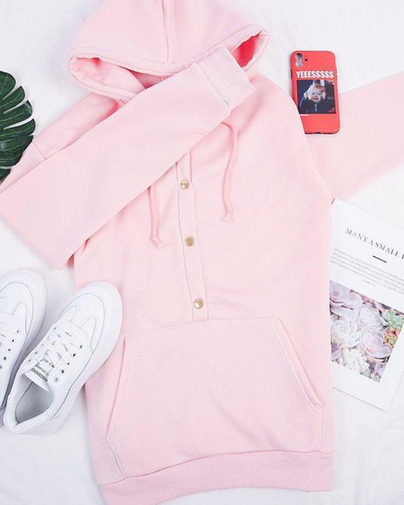 Gemütlicher pinker Hoodie mit Kängurutaschen für Damen