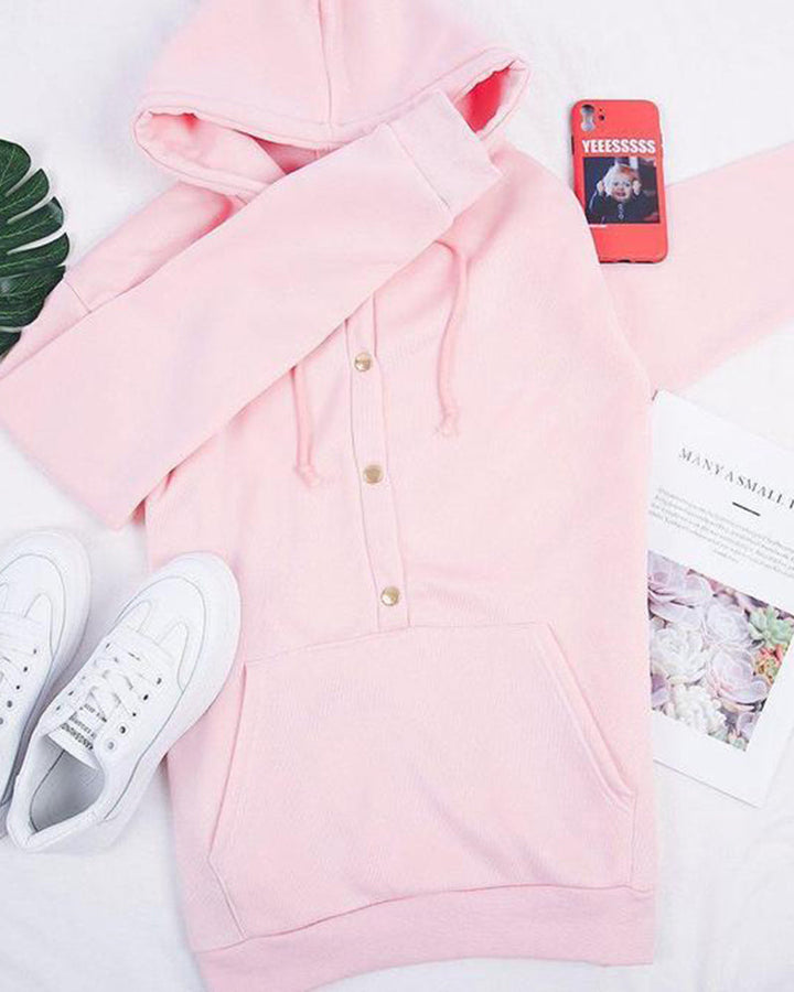 Gemütlicher pinker Hoodie mit Kängurutaschen für Damen