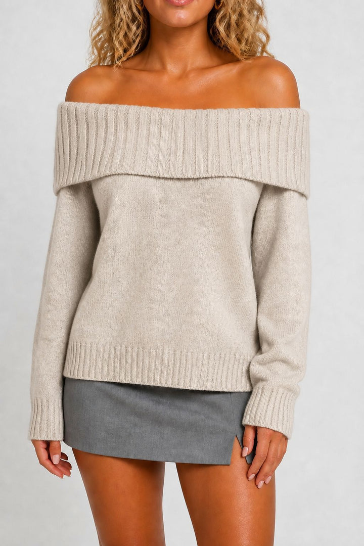 Damen Strickpullover Langarm Uni Vielseitig