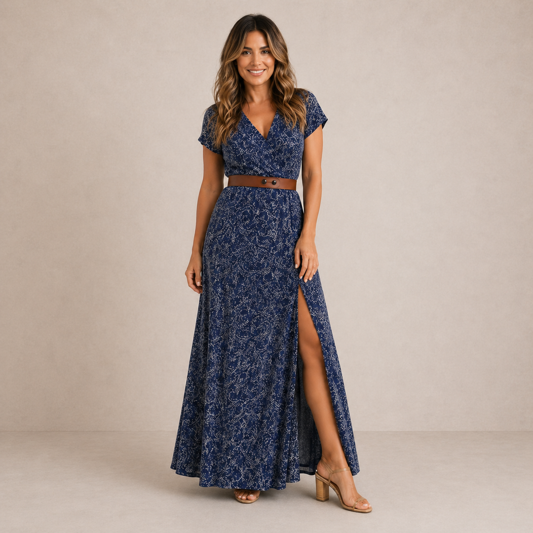 Boho-Muster Kleid mit geraffter Taille für den Sommer
