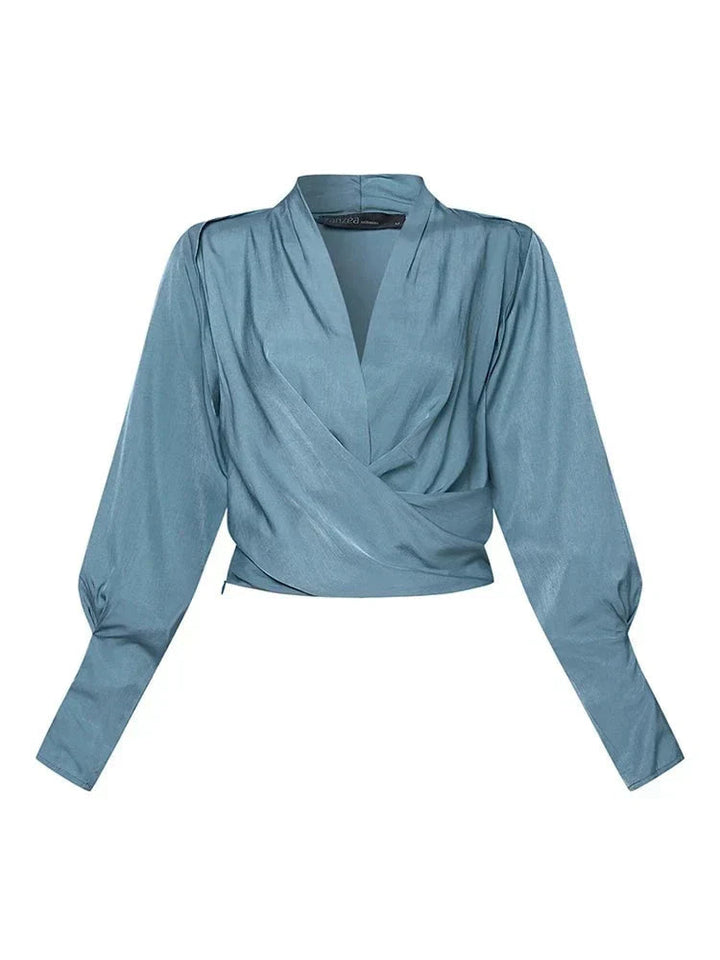 Schicke Bluse mit Puffärmeln und V-Ausschnitt für mühelosen Stil