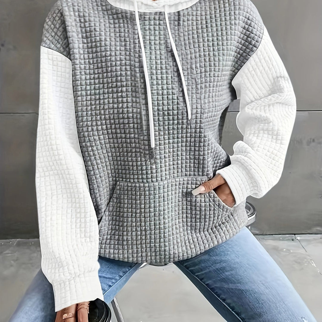 Damen-Kapuzenpullover im Zweifarben-Look von vorn