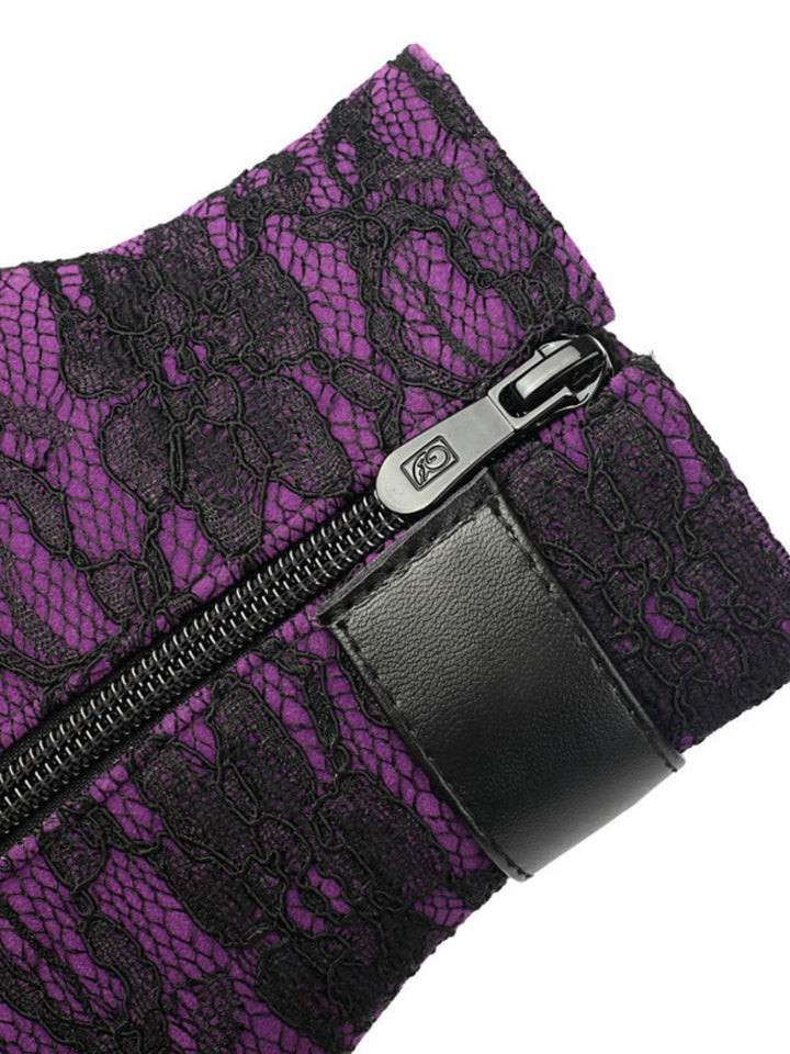 Vintage Spitzen-Plateau-Stiefeletten mit klobigen Absätzen