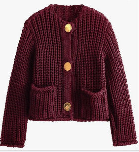 Cozy Chic Damen Strickjacke mit Knöpfen und Taschen