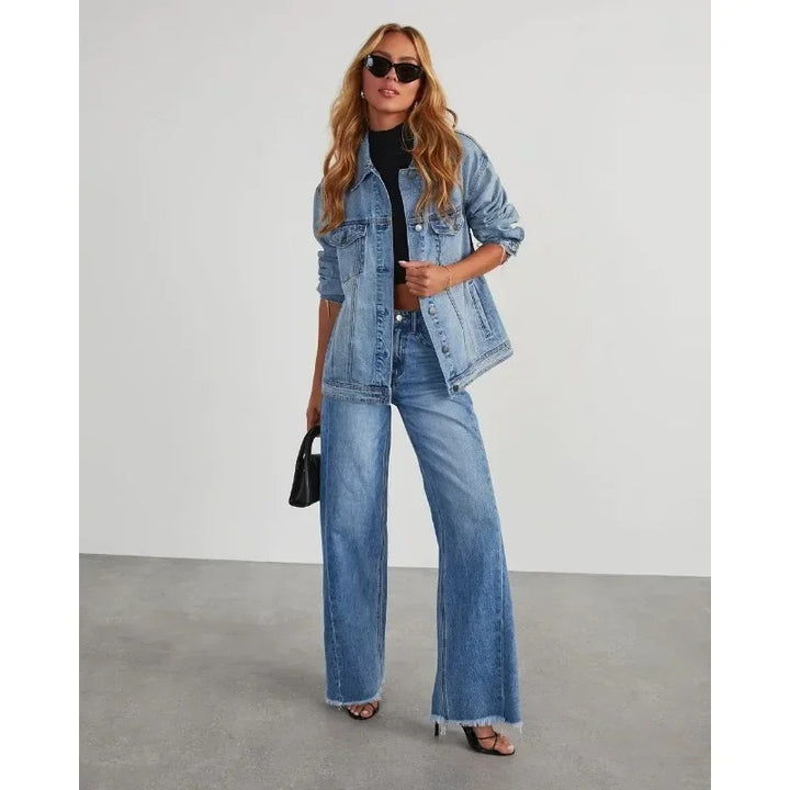 Damen Weite Jeans mit Fransensaum – Lässige Hose