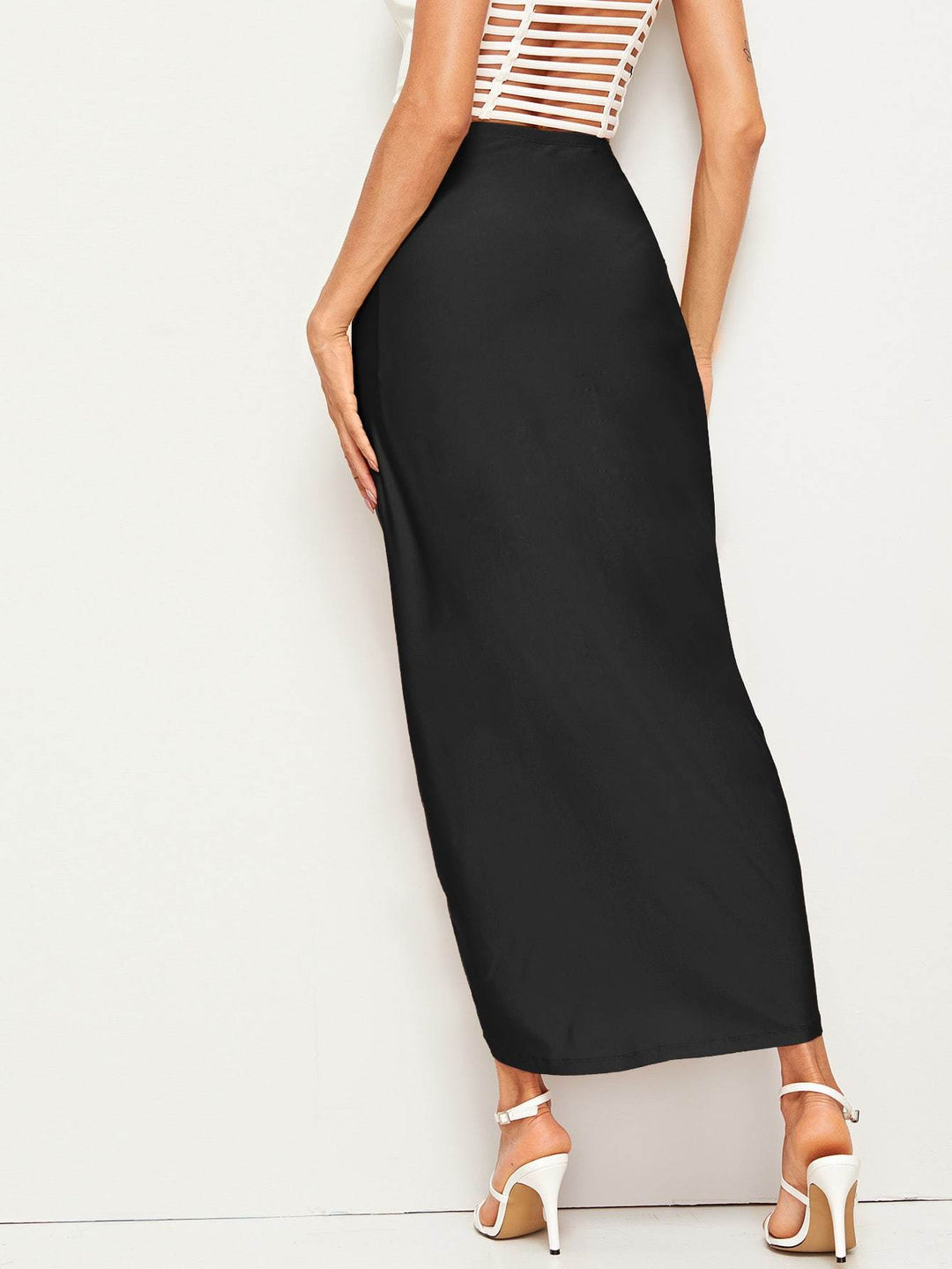 Drapierter Midirock mit hoher Taille Damenmode Unterteile