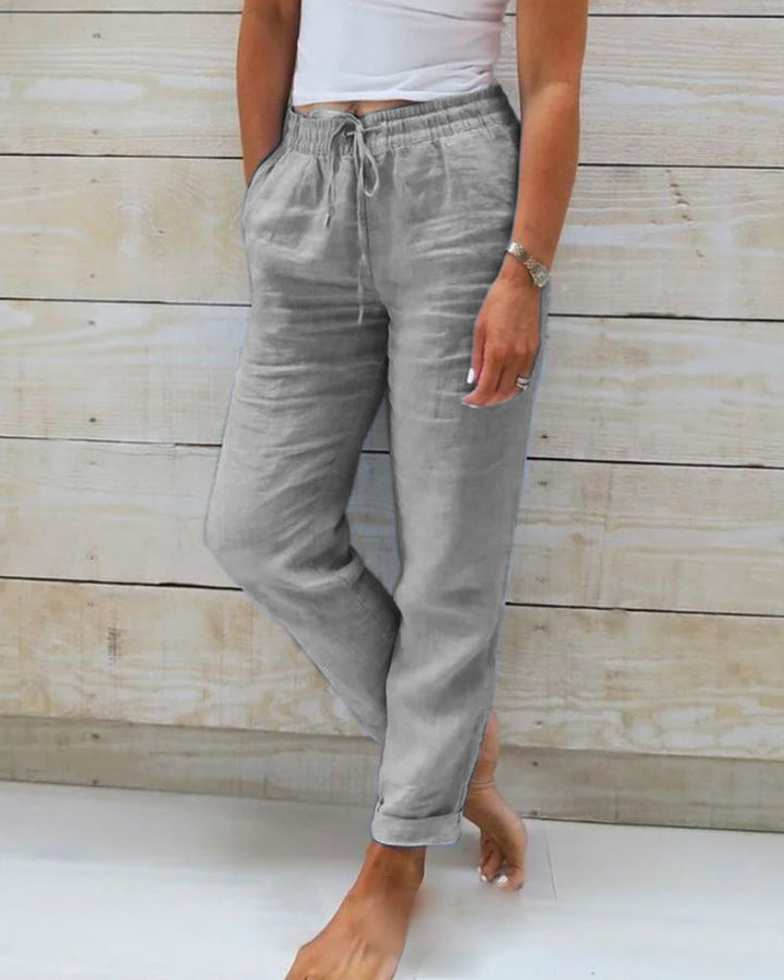 Stretch-Leinenmischhose für Damen