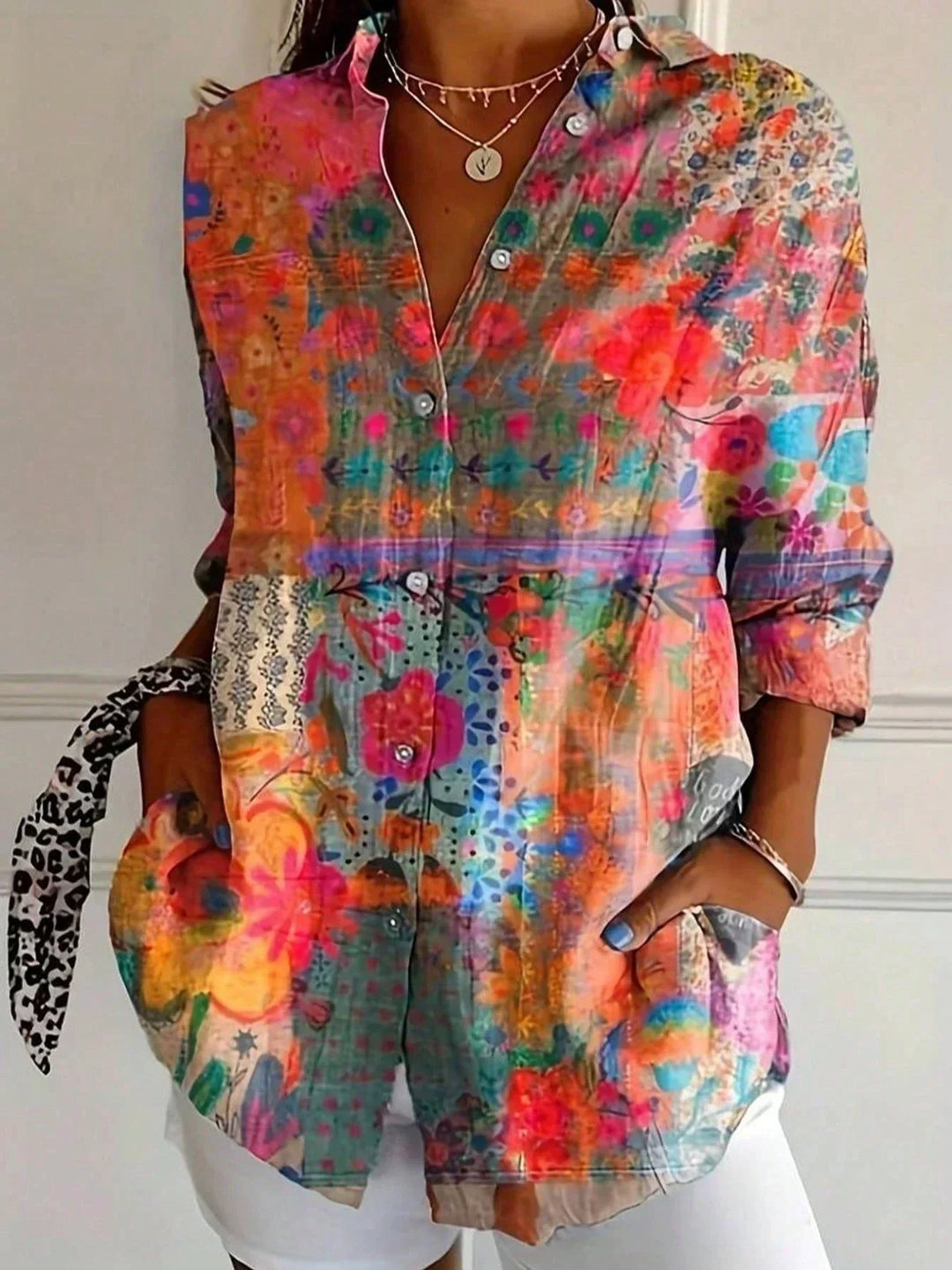 Elegantes Langarmshirt mit bedrucktem Muster für Damen