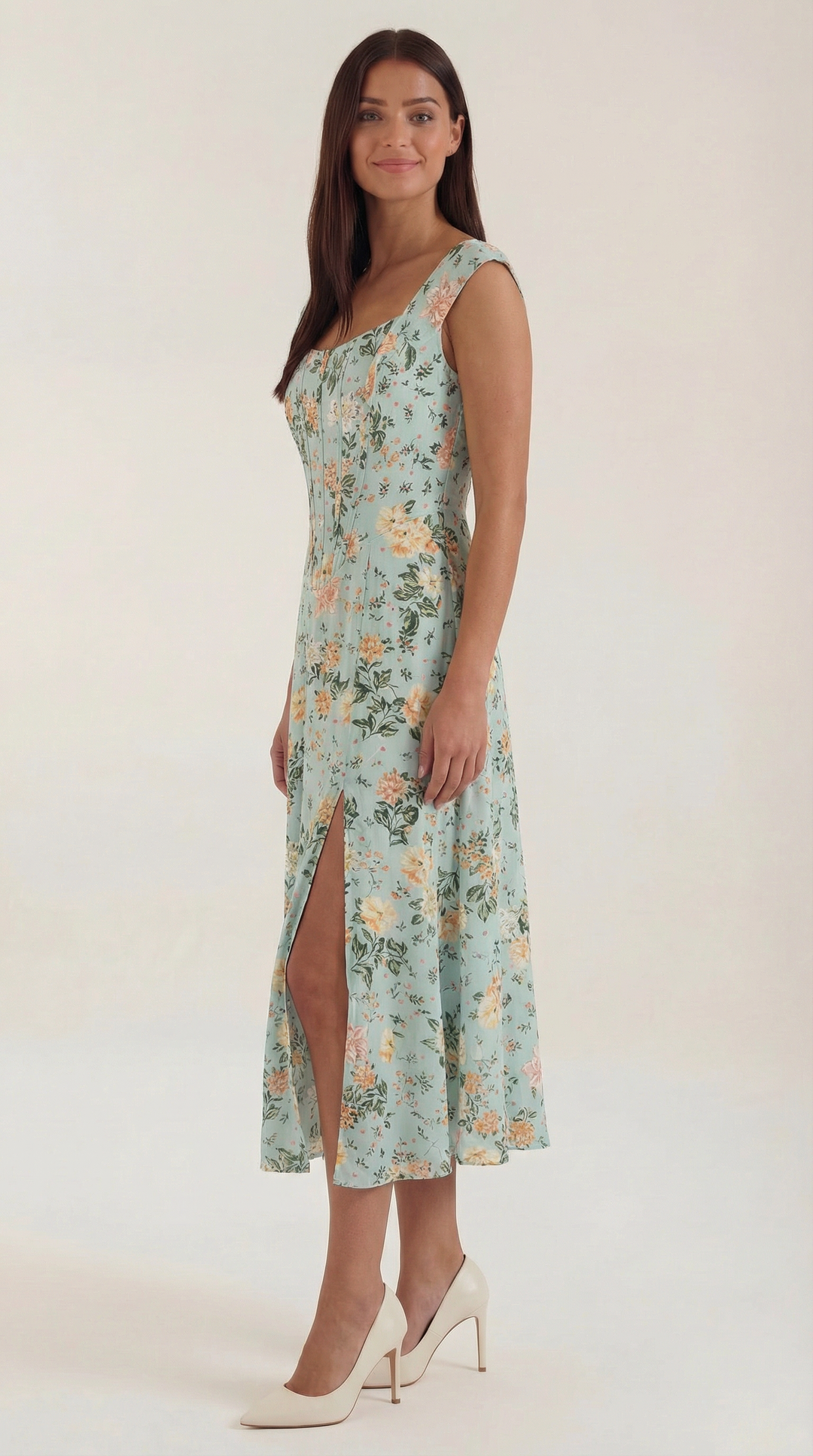 Damen Korsett Midikleid Elegantes Hochzeitsgastkleid