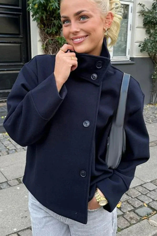 Gemütlicher Wollmantel mit Revers für lässig-schicken Stil
