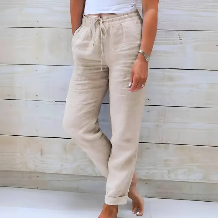 Stretch-Leinenmischhose für Damen
