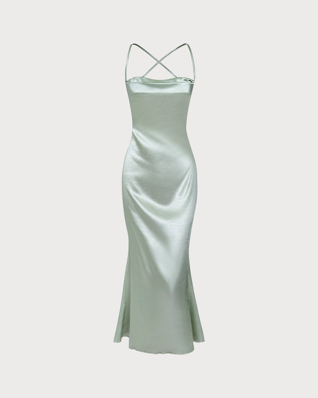 Grünes Maxikleid im A-Linien-Stil mit überkreuzten Trägern