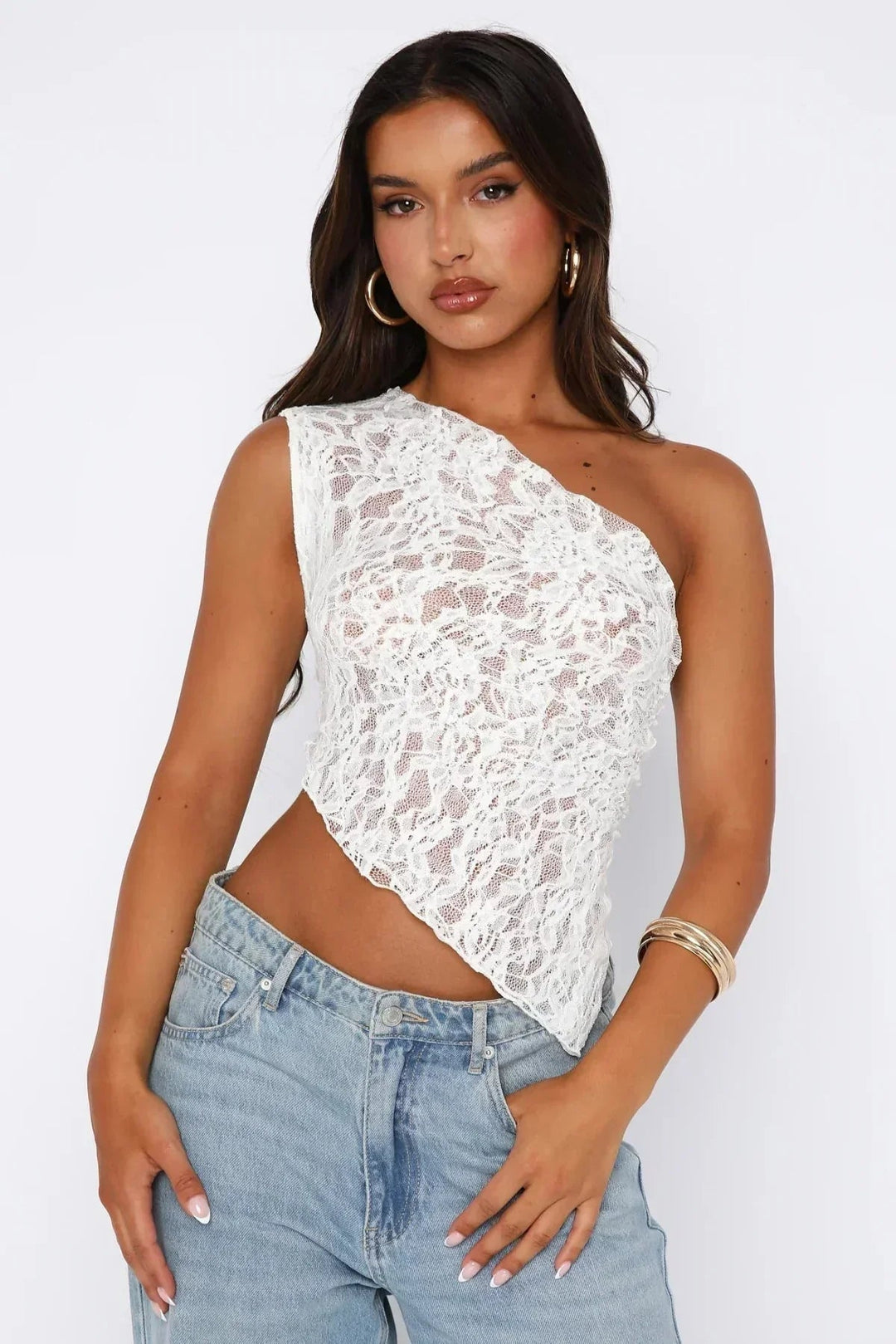 Damen Baila Spitzenbluse aus transparentem Stoff