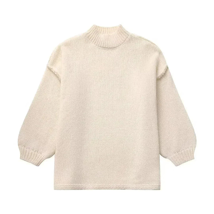 Gemütlicher Strickpullover mit Rollkragen und stylischen Puffärmeln