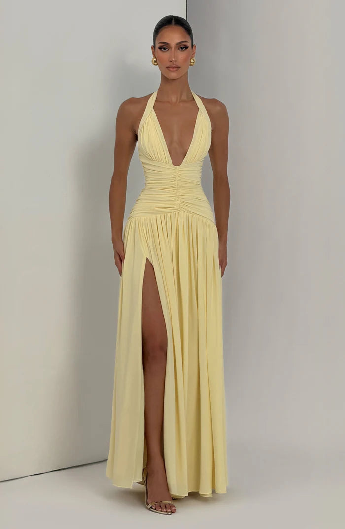 Ärmelloses Damen-Maxikleid mit V-Ausschnitt